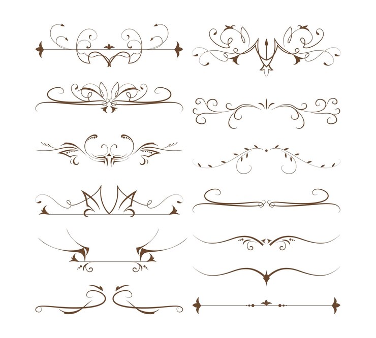 Free Vector ornamental dividers set on white background classic floral and ethnic ornaments embroidery