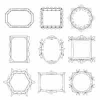 Free vector ornamental doodle frame pack