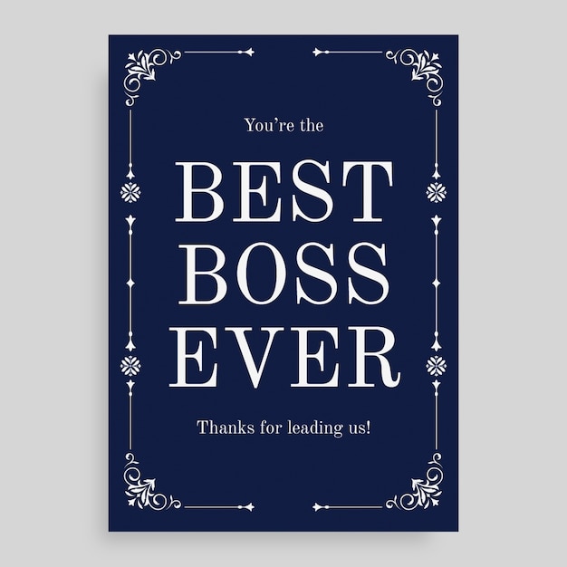 ornamental elegant best boss ever card