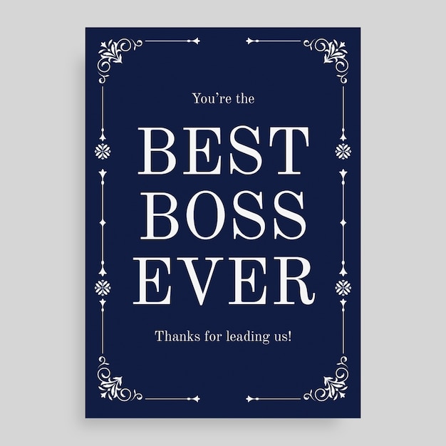 Free vector ornamental elegant best boss ever card