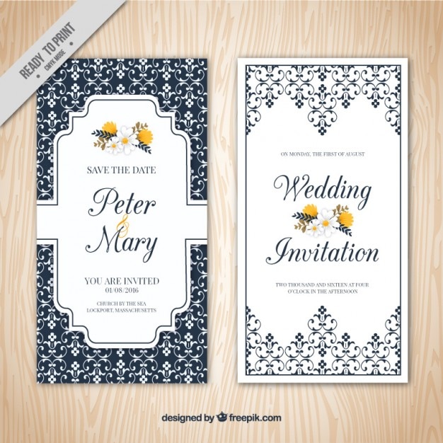 Ornamental elegant wedding invitation