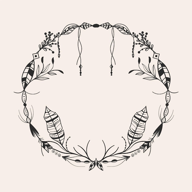 Free vector ornamental engraving hand drawn boho frame