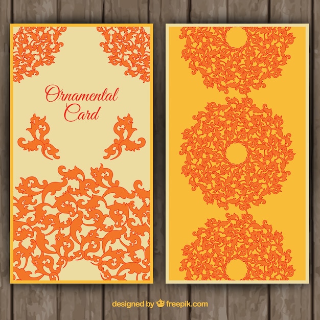 Free vector ornamental floral card in orange tones