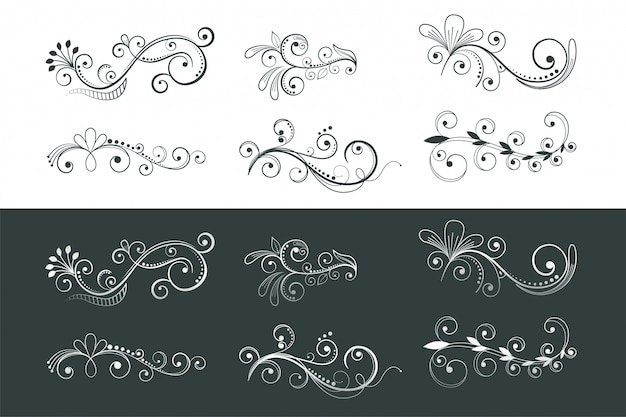 Free vector ornamental floral decoration swirl pattern collection