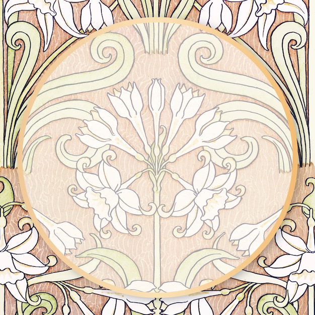 Ornamental frame vector vintage botanical