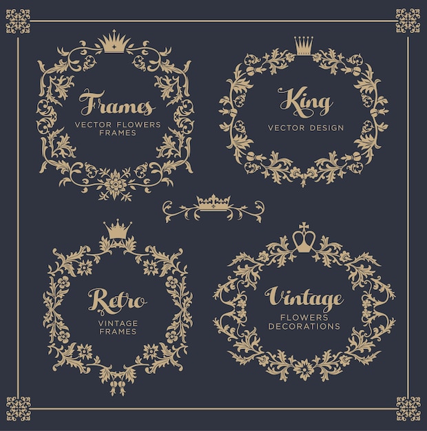 Free vector ornamental frame with floral elements