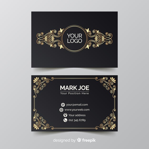 Ornamental golden business card template