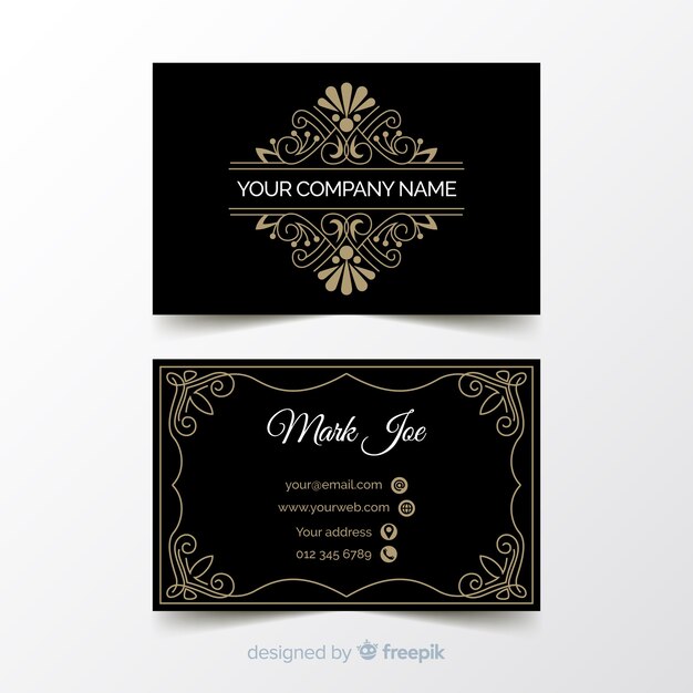 Ornamental golden business card template