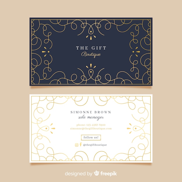 Free vector ornamental golden business card template