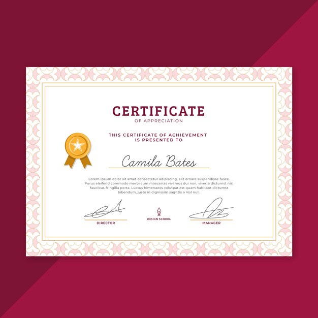 Ornamental golden certificate template