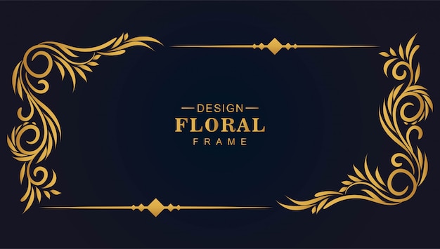 Ornamental golden decorative floral frame background
