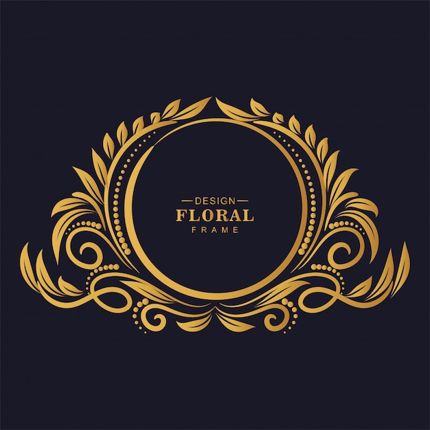 Ornamental golden decorative floral frame background