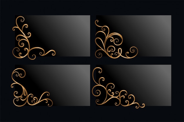 Ornamental golden floral corners set with text space