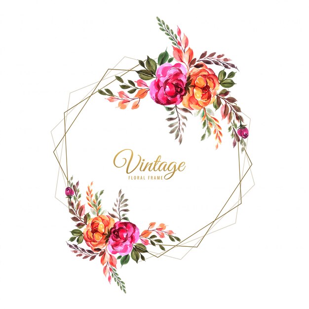 Ornamental hand draw colorful wedding flowers card template