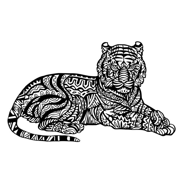 Ornamental hand drawn tiger