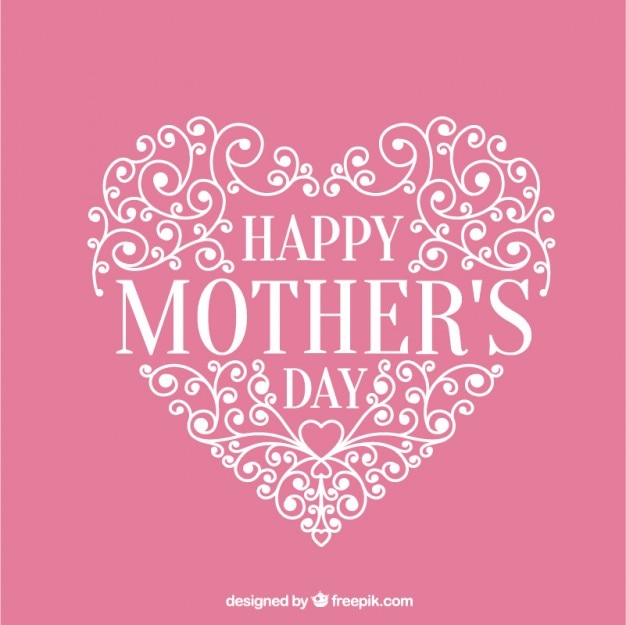 Free vector ornamental heart pink card of mother's day