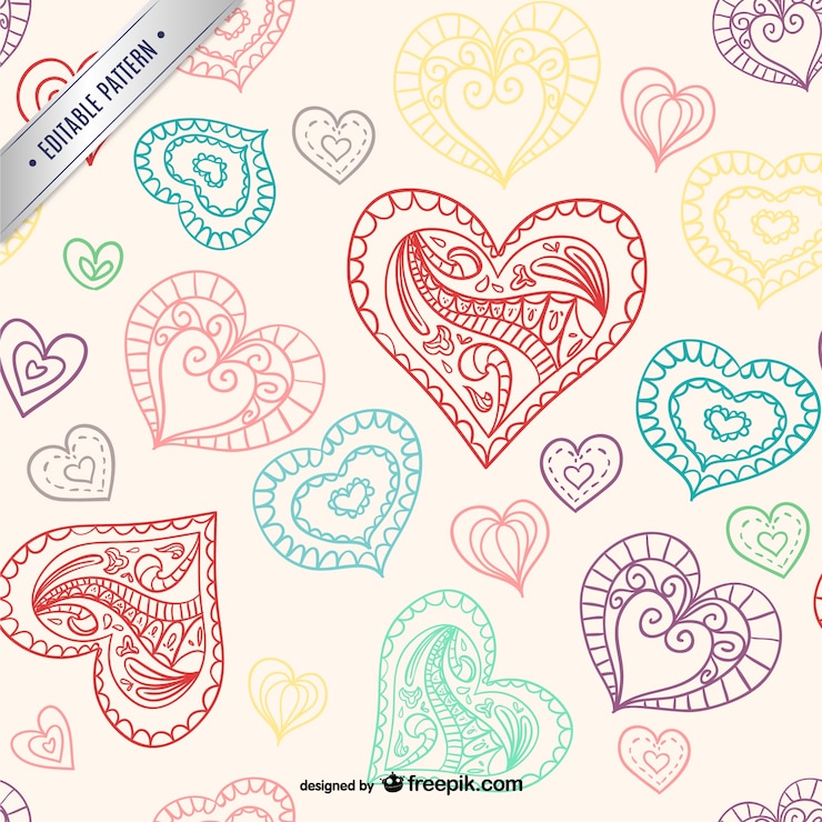 Free Vector ornamental hearts pattern