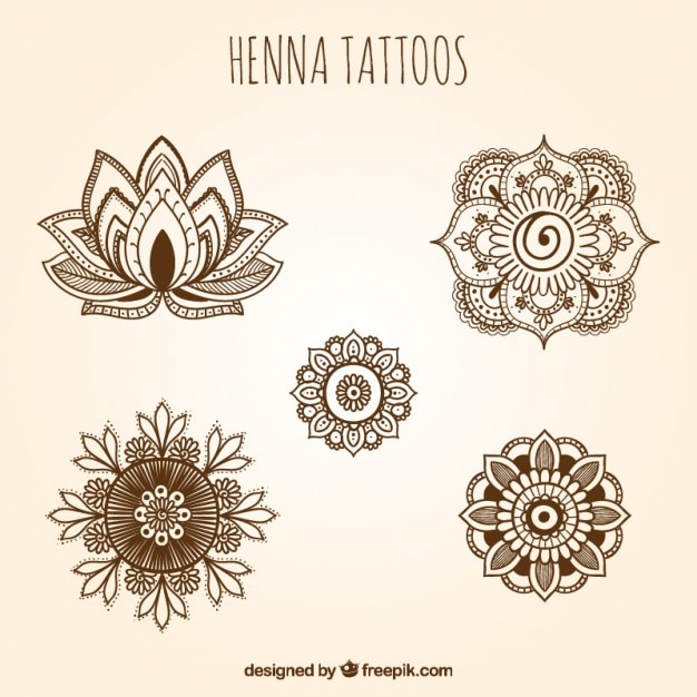 Free vector ornamental henna tattoos set