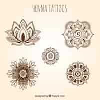 Free vector ornamental henna tattoos set