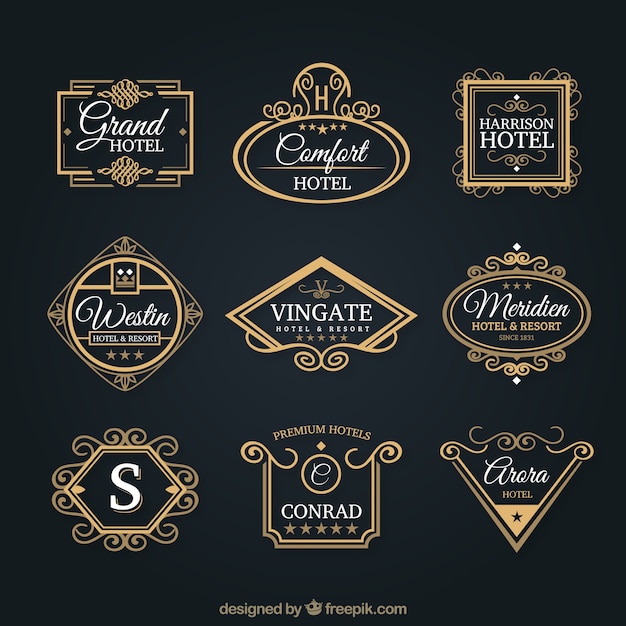 Vettore gratuito logos hotel ornamentali