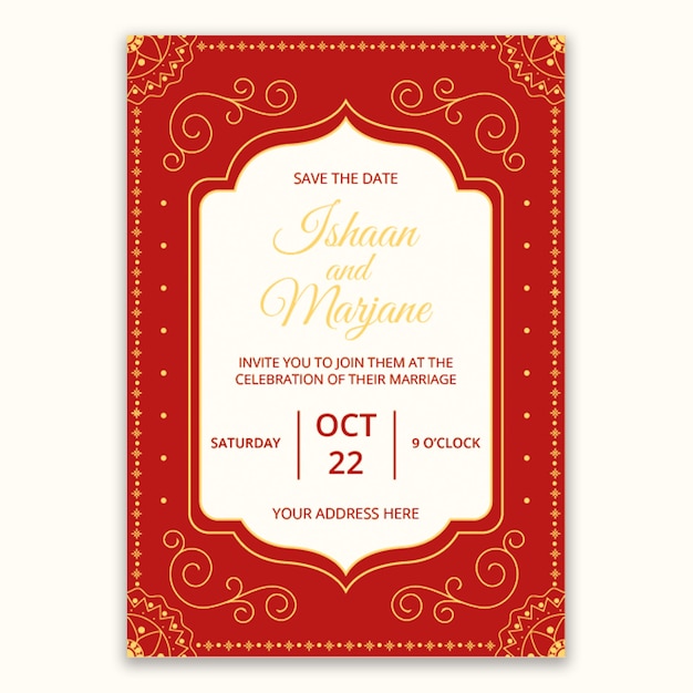 Ornamental indian wedding invitation