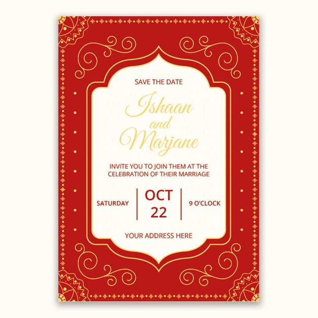 Ornamental indian wedding invitation