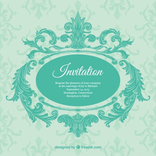 Free vector ornamental invitation in turquoise color