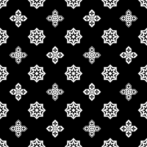 Ornamental islamic black and white seamless pattern