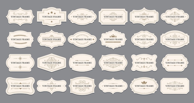 Ornamental label frames. Premium Vector