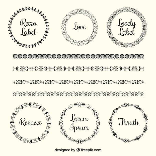 Free vector ornamental labels and borders