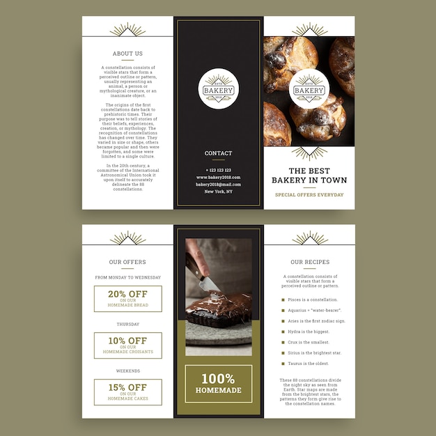 Free vector ornamental linear bakery 2018 brochure