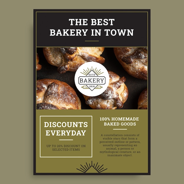 Free vector ornamental linear bakery 2018 flyer