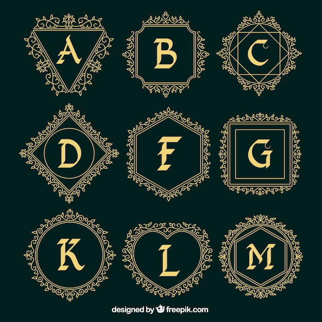 Ornamental logos collection of capital letters