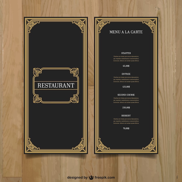 Ornamental menu template