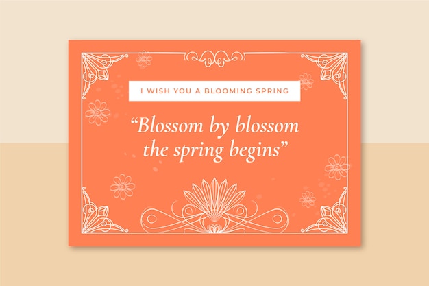 Ornamental monocolor spring horizontal card template