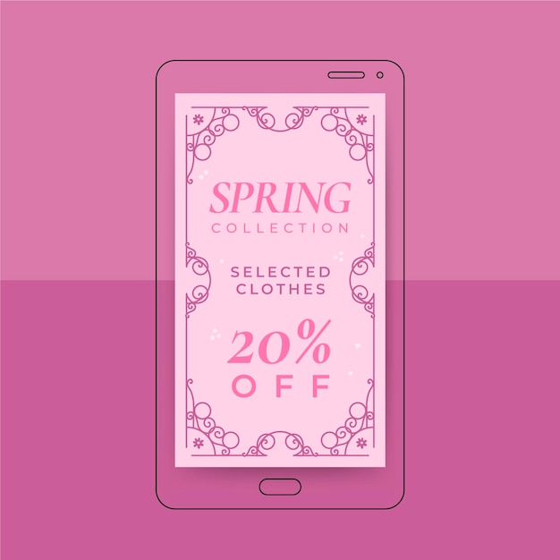 Free vector ornamental monocolor spring instagram story template