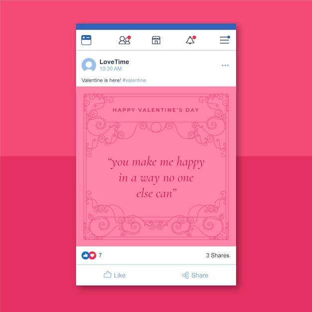 Free vector ornamental monocolor valentine's day facebook post