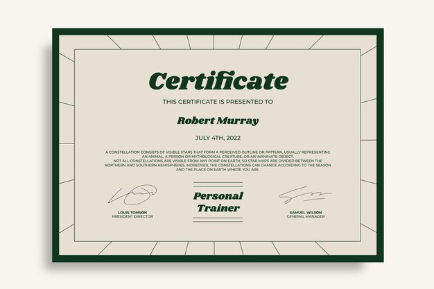 Ornamental murray personal trainer certificate template