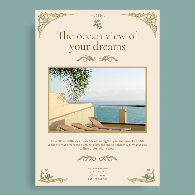 Ornamental ocean view hotel poster