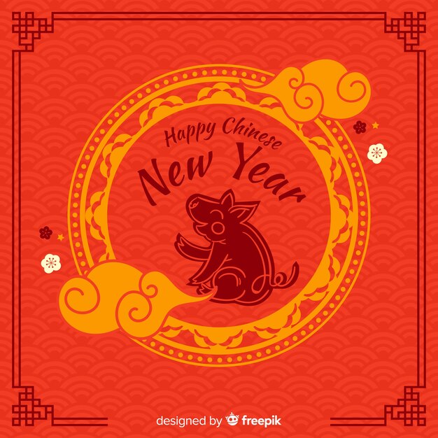 Ornamental pig chinese new year background