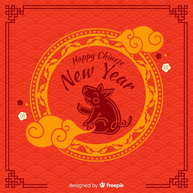 装飾的な豚の中国の新年の背景