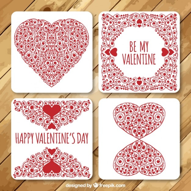 Ornamental red valentines cards