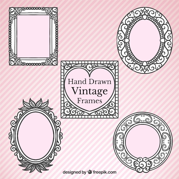 Free vector ornamental retro hand drawn frames