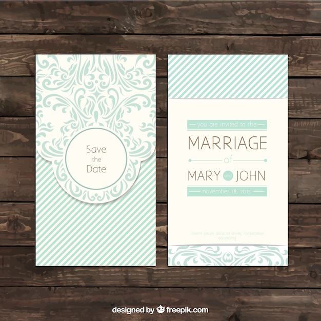 Free vector ornamental retro wedding invitation