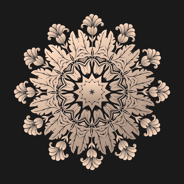Бесплатное векторное изображение Орнаментальное круглое кружево с элементами дамаска и арабески. менди стиль