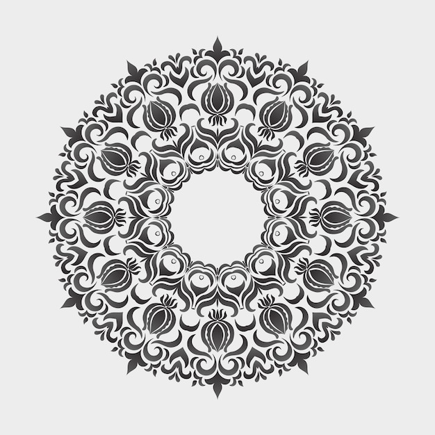 Бесплатное векторное изображение Орнаментальное круглое кружево с элементами дамаска и арабески.