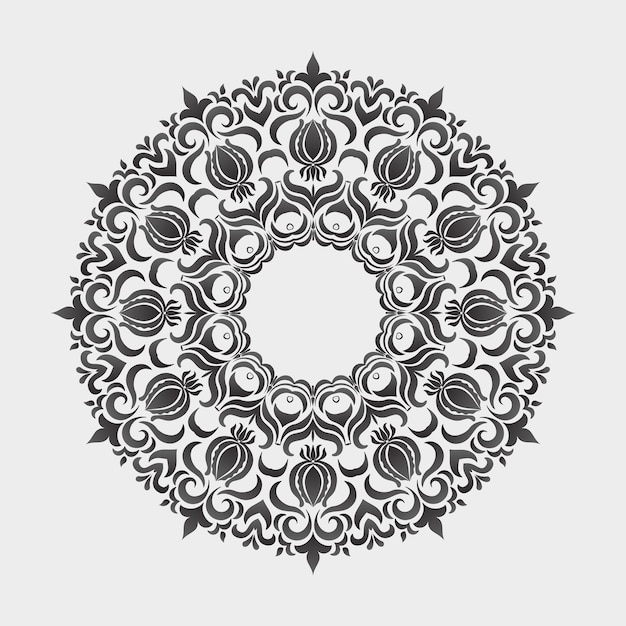 Free vector ornamental round lace with damask and arabesque elements.