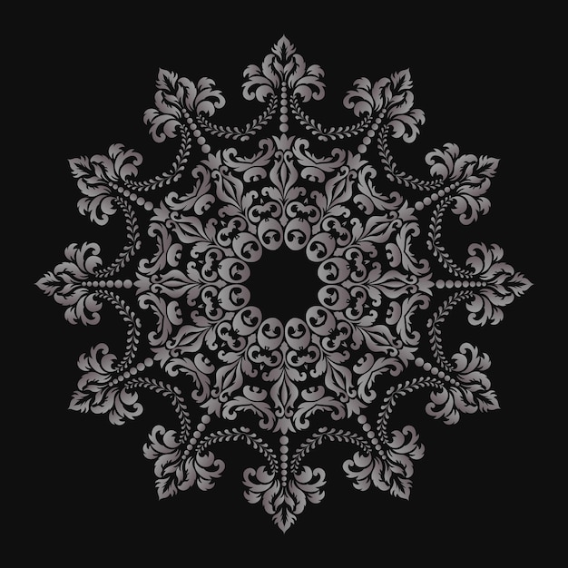 Ornamental round lace with damask and arabesque elements.