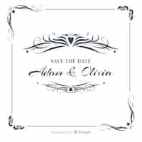 Free vector ornamental save the date wedding card template