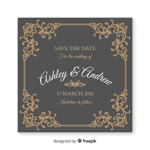 Ornamental save the date wedding invitation template